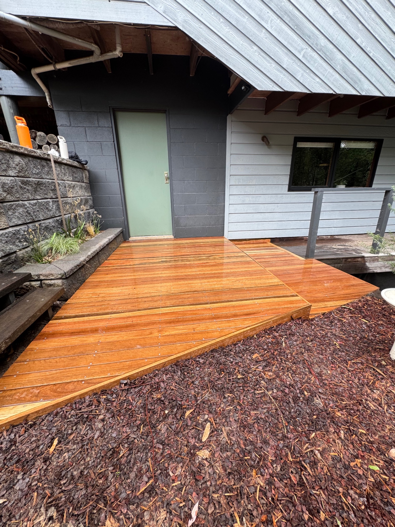 Hardwood Entry Deck — Custom Angled Build